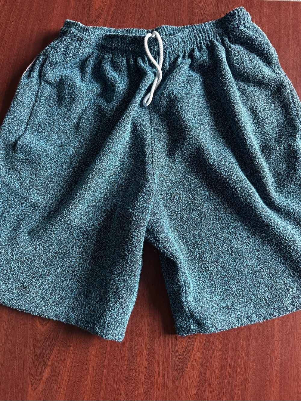 2 pairs of Ambsn Men's Teal Terry Athletic Shorts with Drawstring (made in USA)